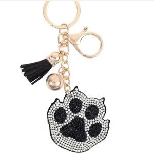 NWT Bling Paw with Claws Puffy Keychain or Bag Charm with Tassel!